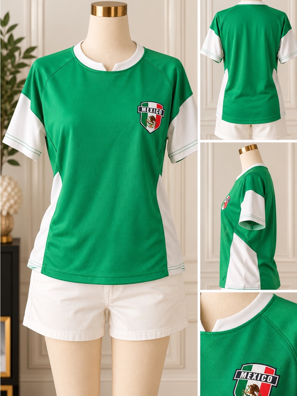& Other Stories Green and White Soccer-Style Tee
